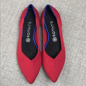 Rothys Red Pointed Flats Size 10